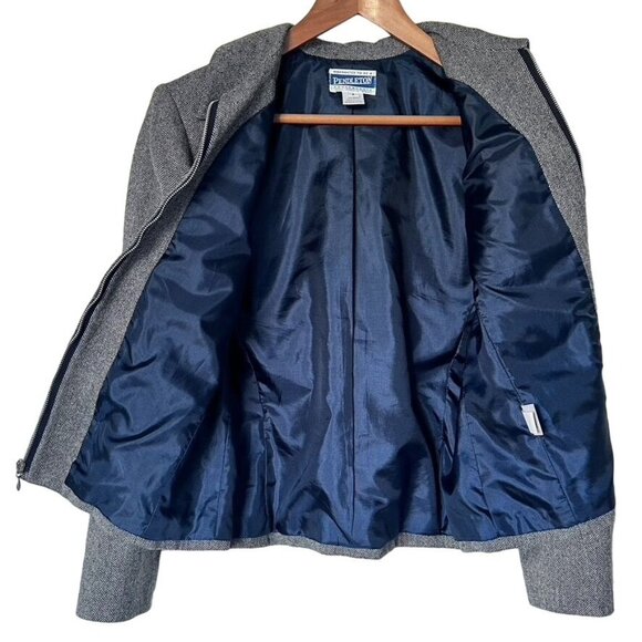 Vintage Pendleton Women's 100% Virgin Wool Jacket Size 8 in Gray Herringbone - Picture 4 of 8